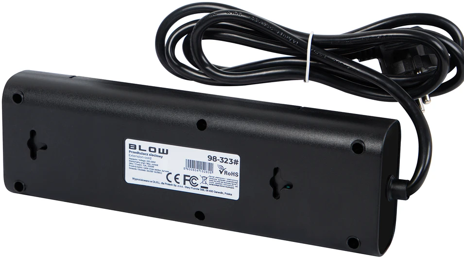 Blow PS-350T 3 lizdų maitinimo prailginimo kabelis 3xUSB+USB-PD 1.5m juodas 3x1mm