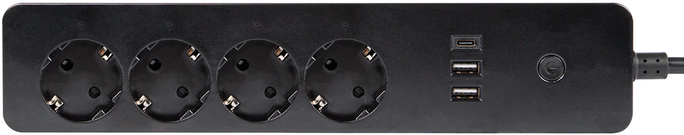 Blow Išmanusis maitinimo laidininkas Juodas 1.5 m 2xUSB+USB-C WiFi TUYA