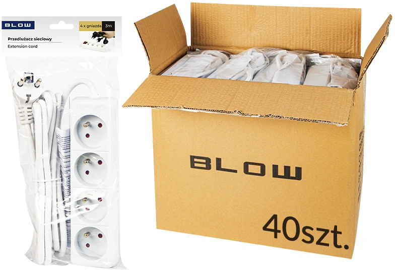 98-515# Maitinimo ilgintuvas PR-470P 4 lizdų su įžeminimu 3m baltas 3x1.5mm pakuotė