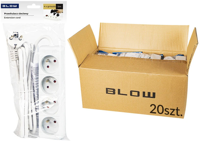 98-516# Tinklo prailgintuvas PR-470P 4 lizdų su įžeminimu 5m baltas 3x1.5mm pakuotė