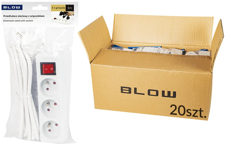 Blow Prailginimo laidas PR-370WSP 5m 3x1.5 baltas o
