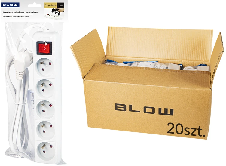 Blow Prailginimo laidas PR-570WSP 5m 3x1.5 baltas o