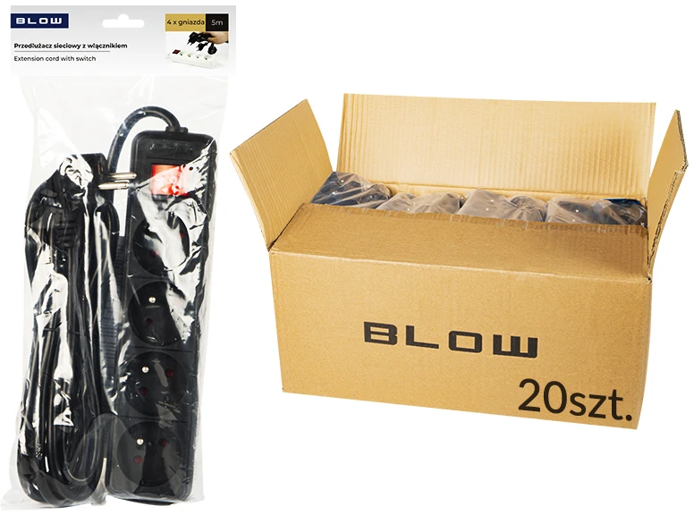 98-568# Maitinimo ilgintuvas pr-470wsp 4 lizdų su įžeminimu + jungikliu 5m juodas 3x1.5mm pakuotė