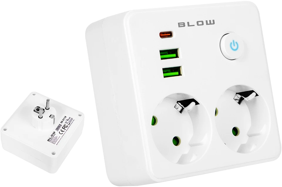 Blow Skirstytuvas R-20 PR 2 LIZDAI + 2 USB + USB-C, juodas