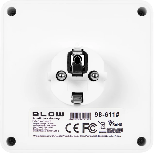 Blow Skirstytuvas R-20 PR 2 LIZDAI + 2 USB + USB-C, juodas