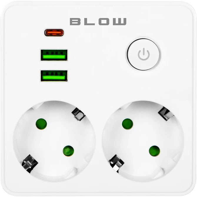 Blow Skirstytuvas R-20 PR 2 LIZDAI + 2 USB + USB-C, juodas