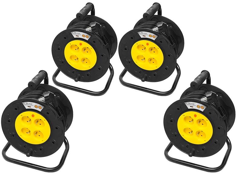 98-702# Prailgintuvas PR-61 4 lizdų su įžeminimu 50 m PVC būgnas 3x2,5 mm