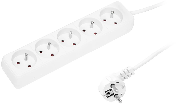 Blow PR-570P 5 lizdų maitinimo ilgintuvas su įžeminimu 5 m baltas 3x1.5 mm