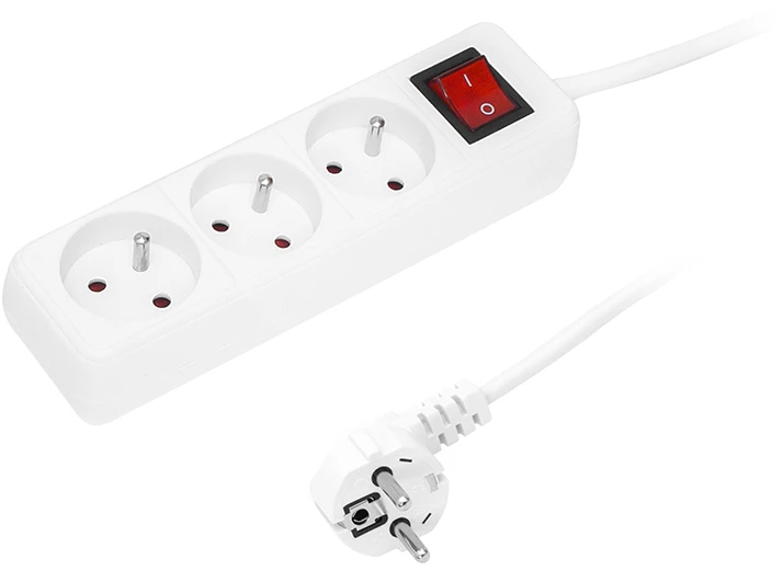 Blow PR-370WSP maitinimo ilgintuvas 3 lizdai su įžeminimu + jungiklis 3m baltas 3x1.5mm