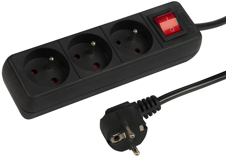 Blow PR-370WSP maitinimo ilgintuvas 3 lizdai su įžeminimu + jungiklis 3m juodas 3x1.5mm