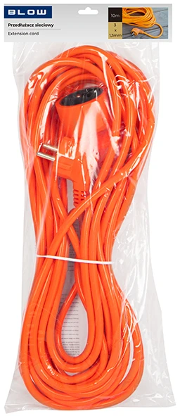 Blow PR-160 prailgintuvas, 1 lizdas su įžeminimu, 10 m, oranžinis (3x1.5 mm)