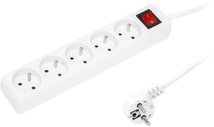 Blow PR-570WSP prailgintuvas, 5 lizdų su įžeminimu + jungikliu, 10 m, baltas (3x1.5 mm)