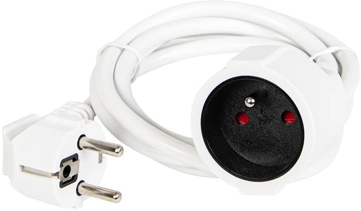 Blow PR-160 1 lizdo prailgintuvas su įžeminimu 1.5 m, baltas (3x1.5 mm)