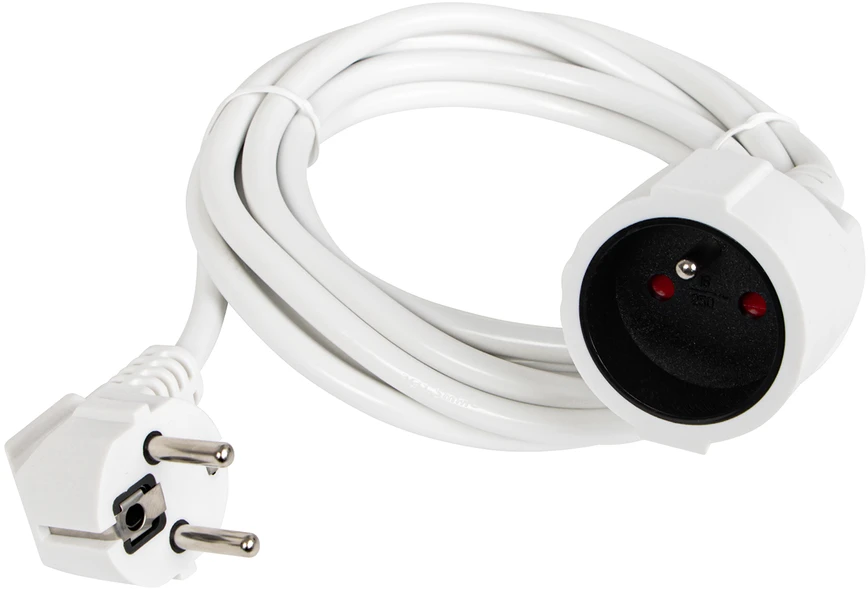 Blow PR-160 prailgintuvas, 1 lizdas su įžeminimu, 3 m, baltas (3x1.5 mm)