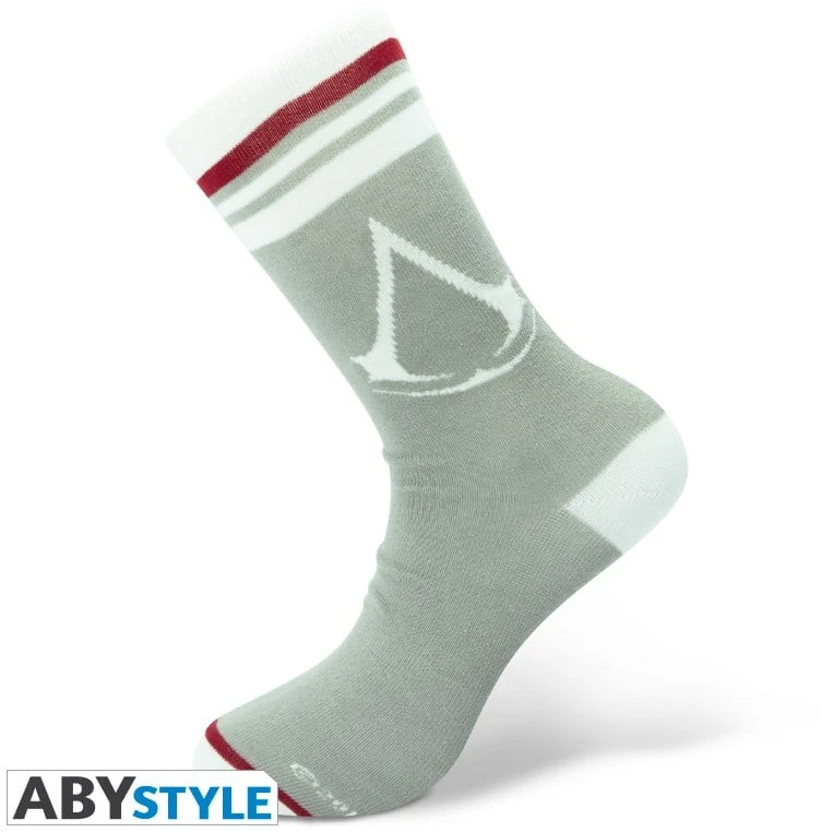 Abysse Assassin's Creed kojinės - pilkos - baltos - "Crest