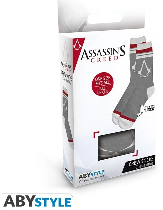 Abysse Assassin's Creed kojinės - pilkos - baltos - "Crest