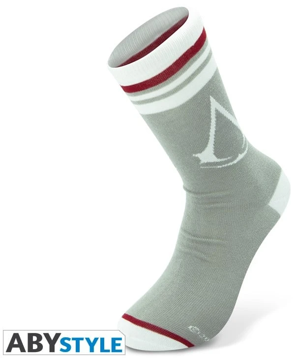 Abysse Assassin's Creed kojinės - pilkos - baltos - "Crest