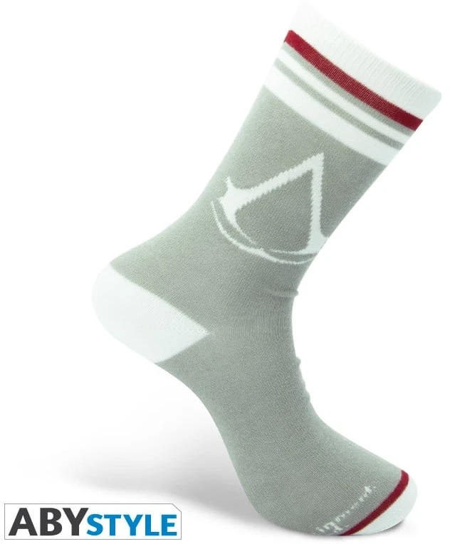 Abysse Assassin's Creed kojinės - pilkos - baltos - "Crest
