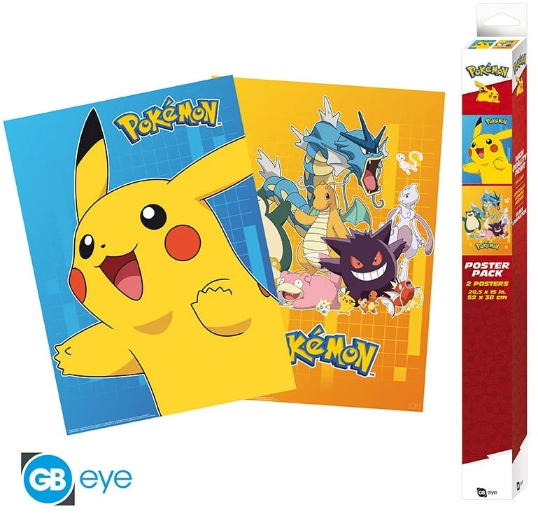 Plakatas Abysse POKEMON - 2 plakatų rinkinys - spalvingi personažai (52x38)