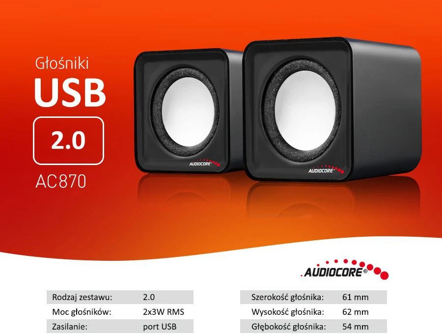 Kompiuterio kolonėlės Garsiakalbiai - Audiocore AC870 B 2 Krypčių 3 W, Juoda/Pilka