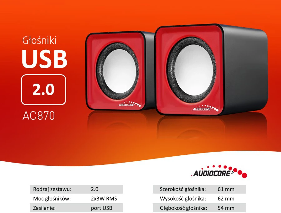 Kompiuterio kolonėlės Kompiuteriniai garsiakalbiai Audiocore AC870R, raudona