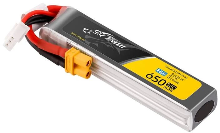 Gens Ace & Tattu Akumuliatorius Lipo Tattu 2s 650 mAh 95C 7,6 V HV su XT30 Long-Pack