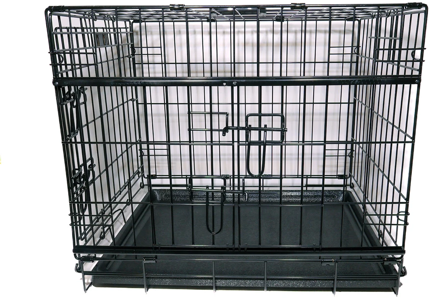 Active canis - Premium klasės narvas su stumdomomis durelėmis - juodas - 122 x 76 x 84