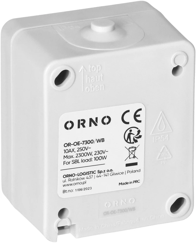 Orno Łącznik AQUATIC MINI IP54 vieno poliaus jungiklis, baltas ir juodas