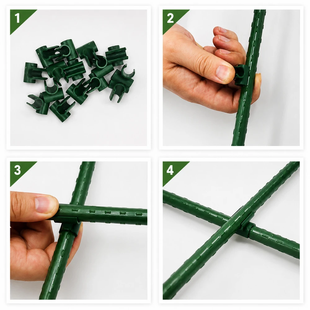 Łącznik Kryžminė kampinė jungtis sodo stulpams tvirtinti, 11 mm, žalia, 10 vnt.