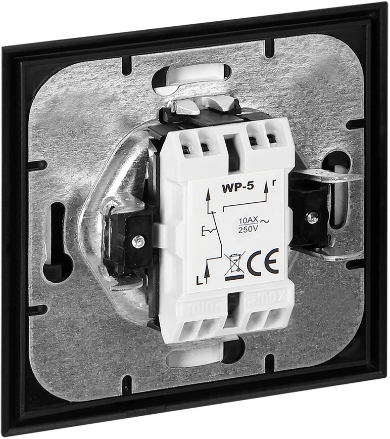 Łącznik „Luna“ laiptų jungiklis, 10A, 250V, WP-5L, juodas/auksinis