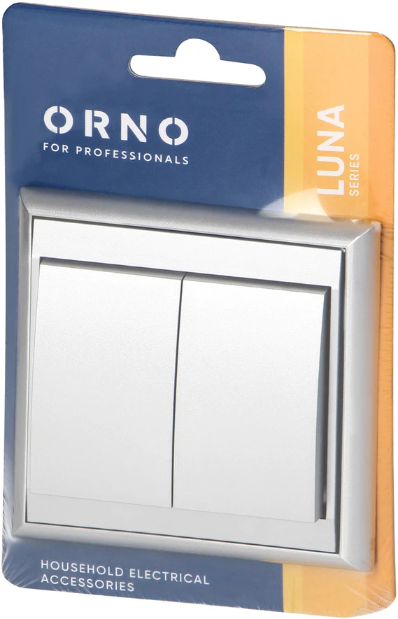 Łącznik Luna šviestuvo jungiklis, 10A, 250V, WP-2L, sidabrinis