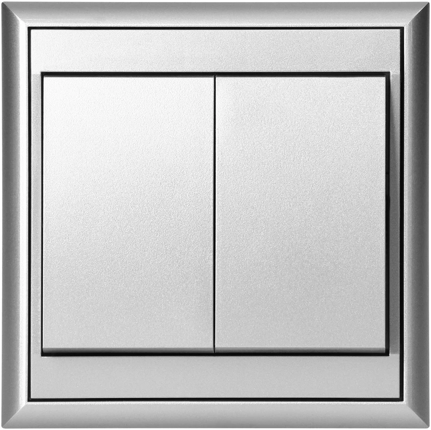 Łącznik Luna šviestuvo jungiklis, 10A, 250V, WP-2L, sidabrinis