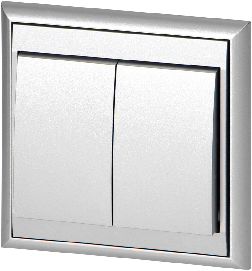 Łącznik Luna šviestuvo jungiklis, 10A, 250V, WP-2L, sidabrinis