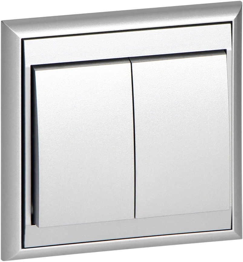 Łącznik Luna šviestuvo jungiklis, 10A, 250V, WP-2L, sidabrinis