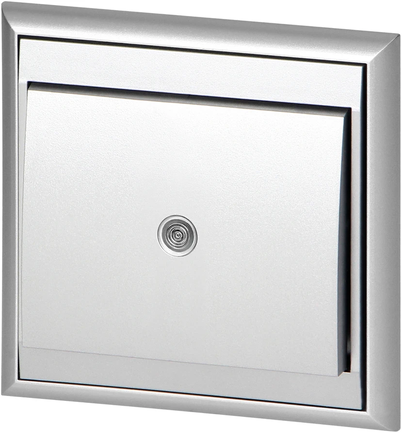 Łącznik Luna vienpolis jungiklis su apšvietimu, 10A, 250V, WP-1L/S, sidabrinis