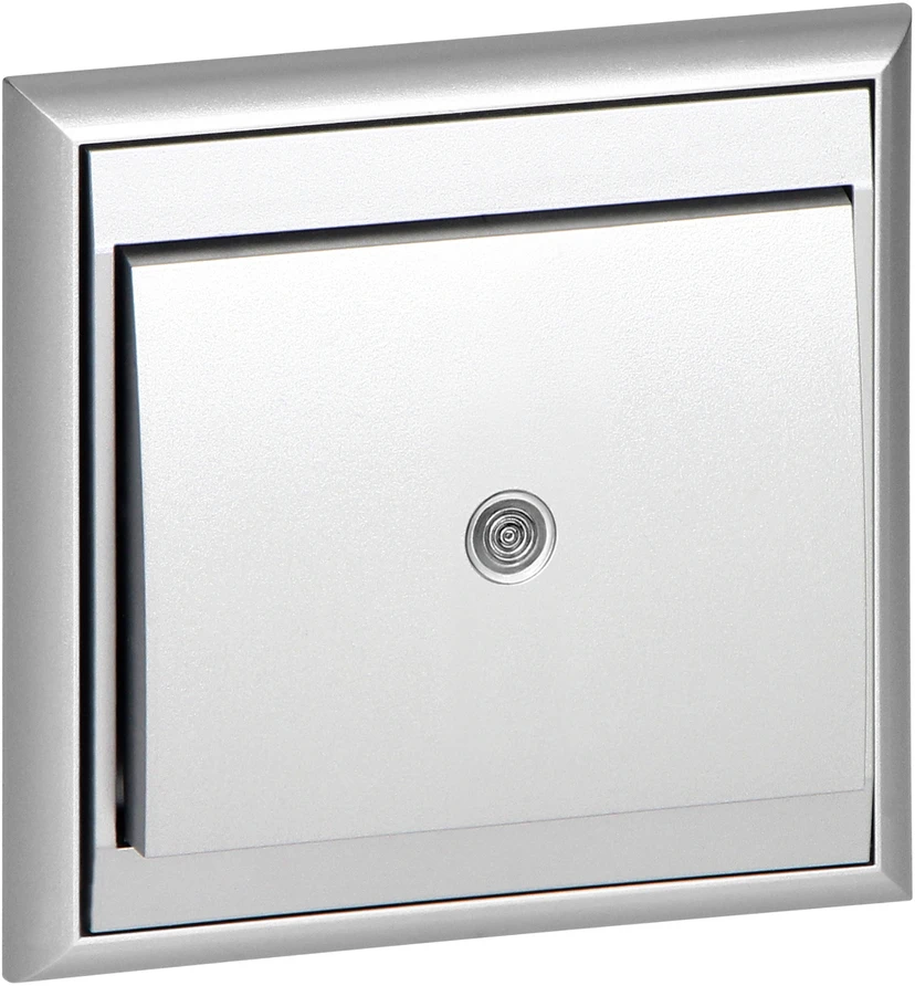 Łącznik Luna vienpolis jungiklis su apšvietimu, 10A, 250V, WP-1L/S, sidabrinis
