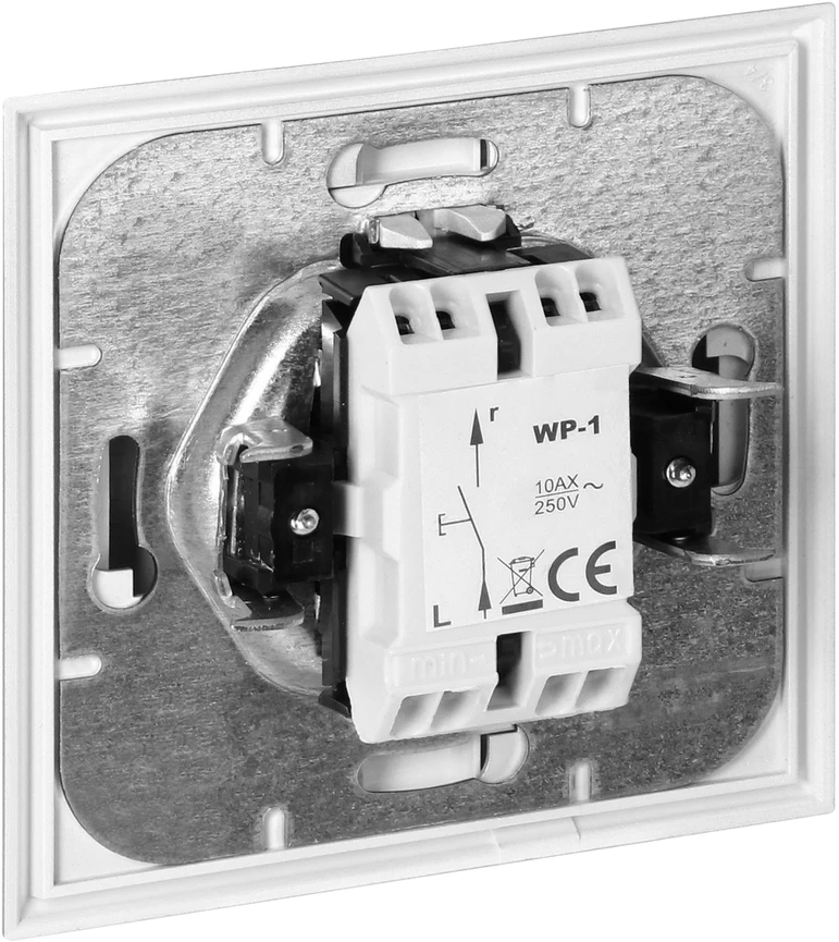 Łącznik Luna vienpolis srovės jungiklis, 10A, 250V, WP-1L, sidabrinis