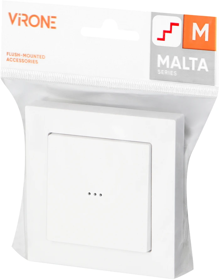 Łącznik „Malta“ apšviečiamas laiptų jungiklis, 10A, 250V, WP-5M/S, baltas