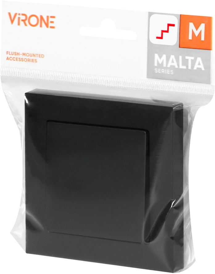 Łącznik „Malta“ laiptų jungiklis, 10A, 250V, WP-5M, matinės juodos spalvos