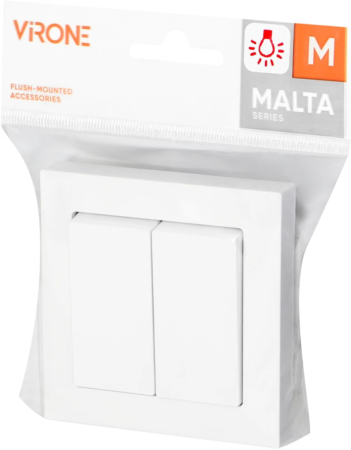 Łącznik „Malta“ šviesos jungiklis, 10A, 250V, WP-2M/S, baltas