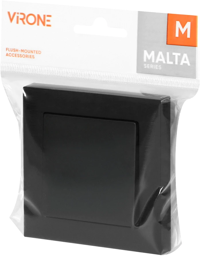 Łącznik „Malta“ vienpolis srovės jungiklis, 10A, 250V, WP-1M, matinės juodos spalvos