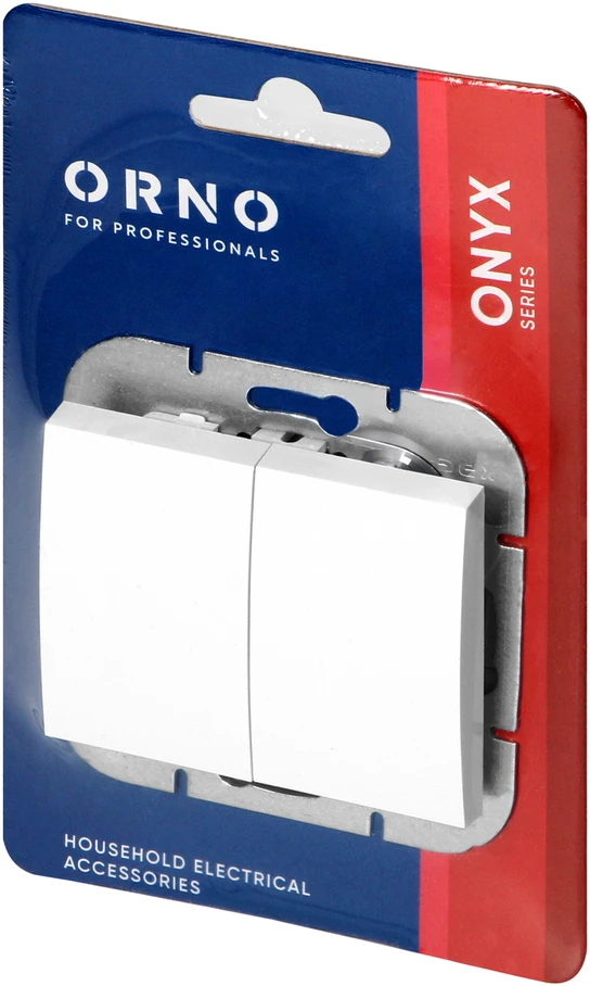 Łącznik Onikso spalvos sietyno jungiklis, 10A, 250V, WP-2O, baltas