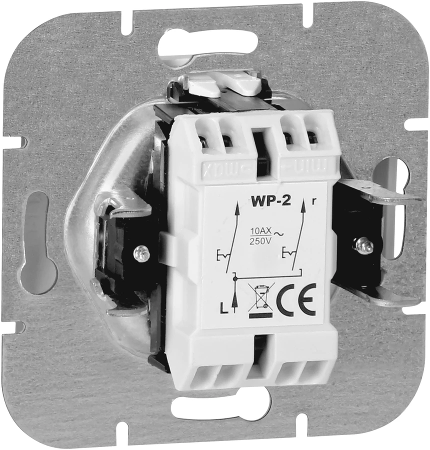 Łącznik Onikso spalvos sietyno jungiklis, 10A, 250V, WP-2O, baltas
