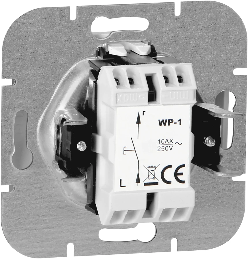 Łącznik Onyx vienpolis srovės jungiklis, 10A, 250V, WP-1O, baltas