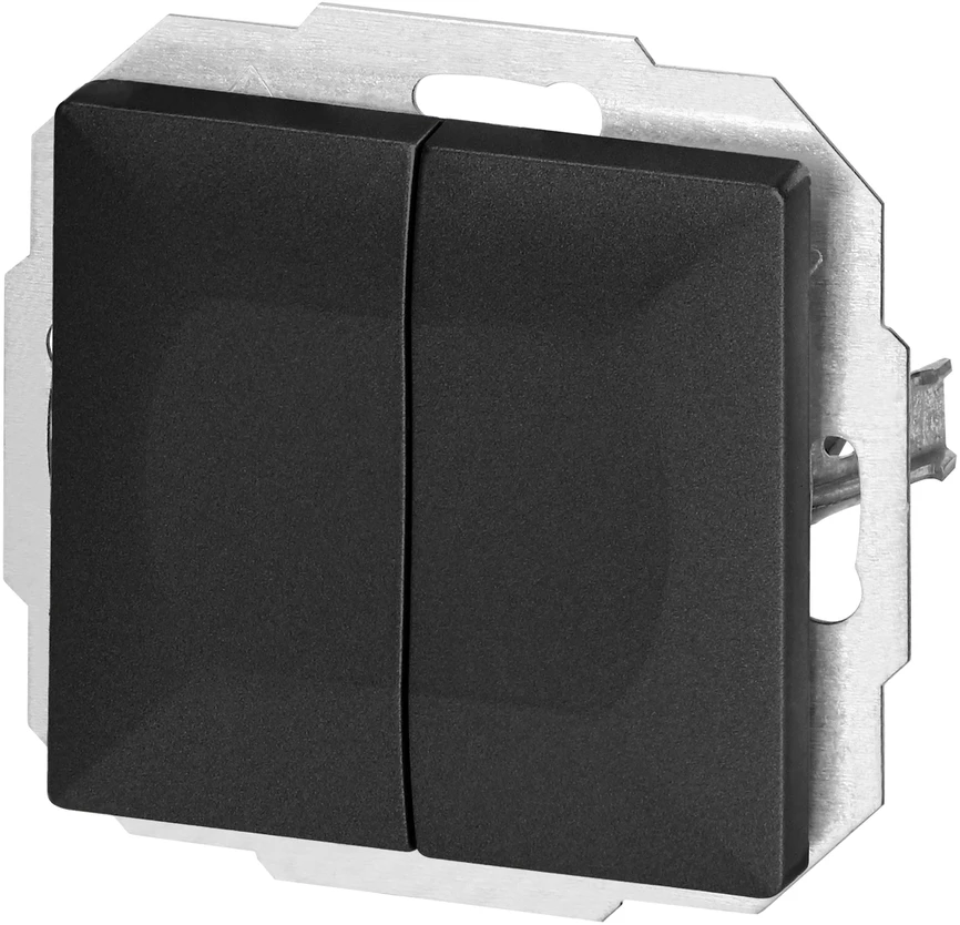 Łącznik Dvigubas laiptinis jungiklis Pearl, 10A, 250V, juodas