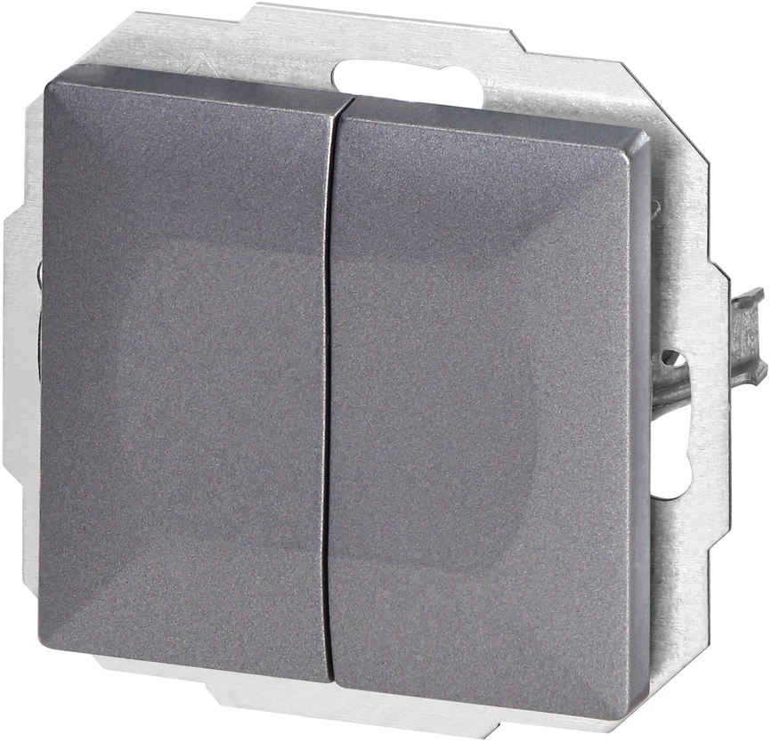 Łącznik Pearl dvigubas laiptų jungiklis, 10A, 250V, WP-2/5P, antracito spalvos