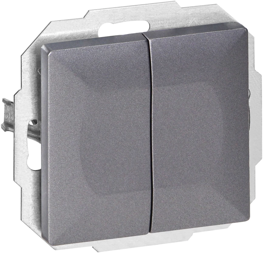 Łącznik Pearl dvigubas laiptų jungiklis, 10A, 250V, WP-2/5P, antracito spalvos