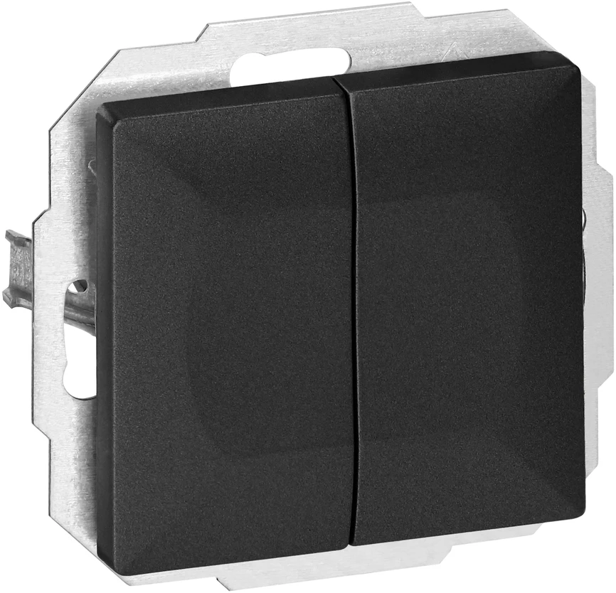 Łącznik Dvigubas laiptinis jungiklis Pearl, 10A, 250V, juodas