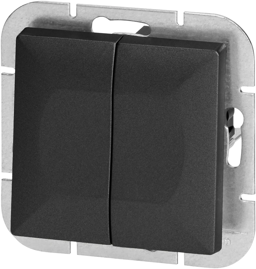 Łącznik Perlinis apšviestas P/T jungiklis, 10A, 250V, WP-2P/S, juodas