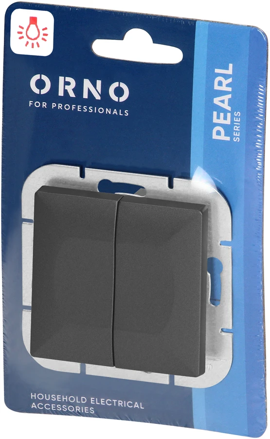 Łącznik Perlinis apšviestas P/T jungiklis, 10A, 250V, WP-2P/S, juodas